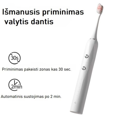 Profesionalus ultragarsinis elektrinis dantų šepetėlis (Baltas)