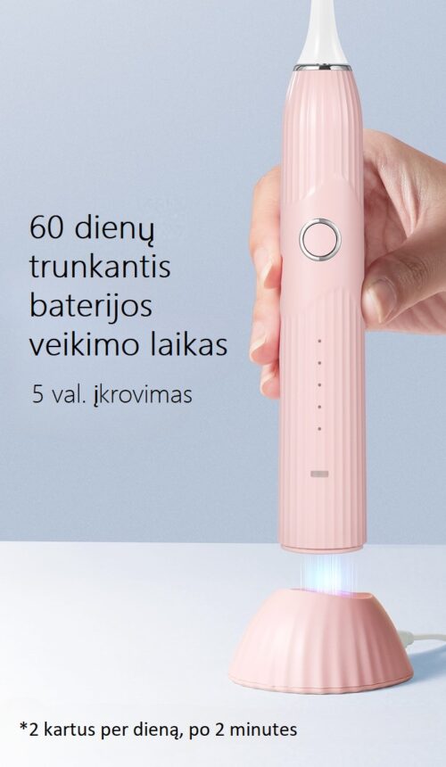 Elegantiškas ultragarsinis dantų šepetėlis (Rožinis)